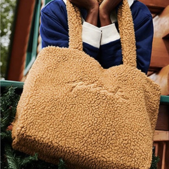 PINK Victoria's Secret Cozy Brown Teddy Tote - Picture 2 of 9